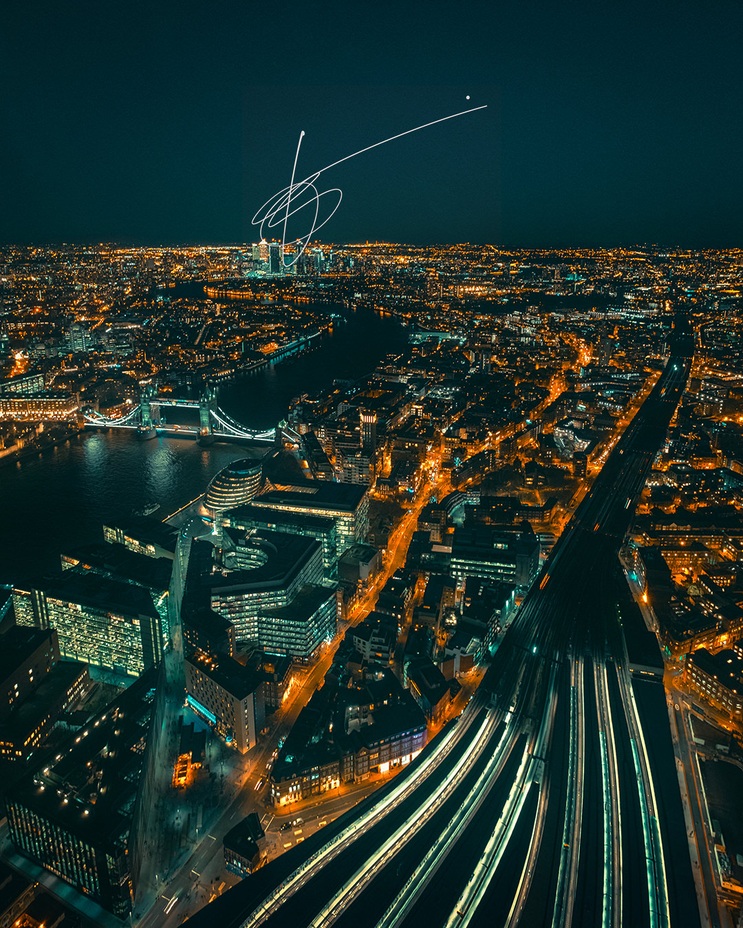 A panoramic view of East London from the Shard skyscraper