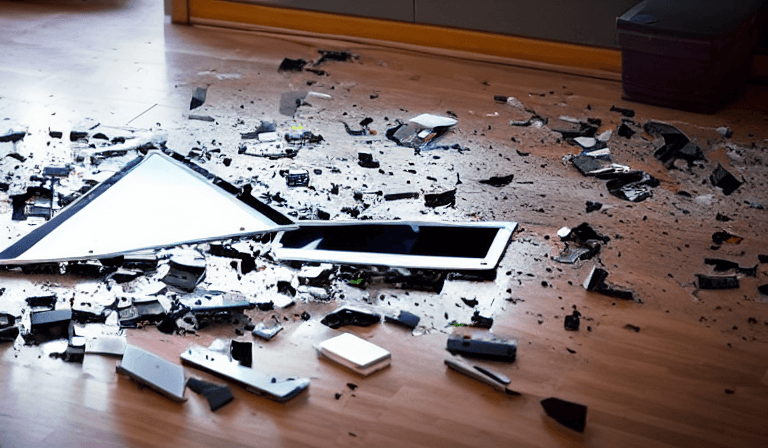 Backblaze photo backup | Computer display shattered on the floor