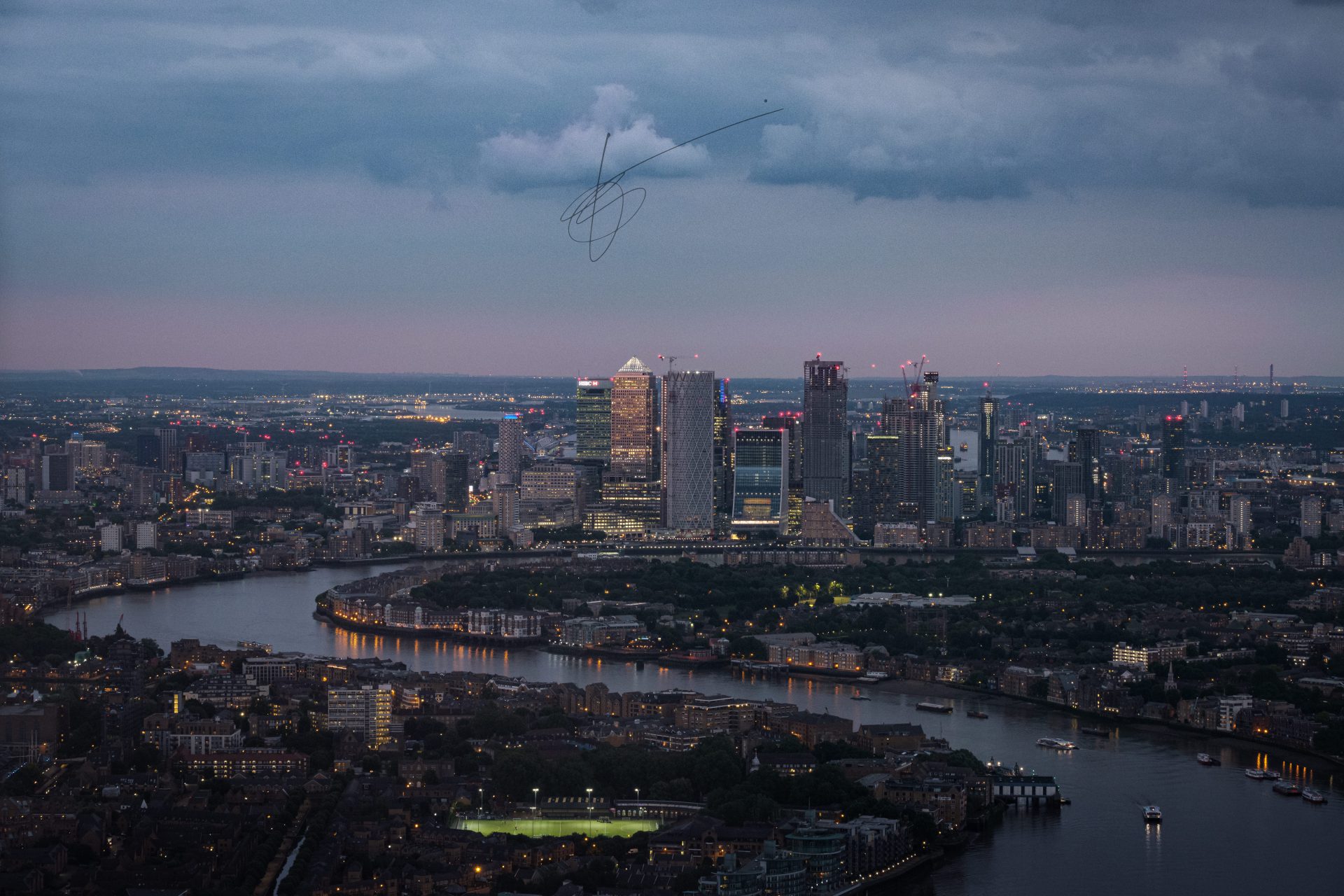 Canary Wharf viewed from the Shard