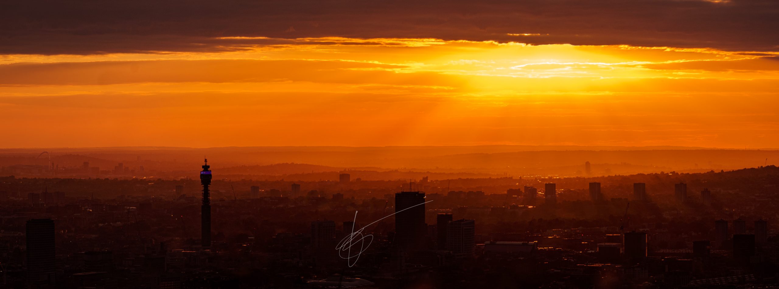 warm sunset over West London