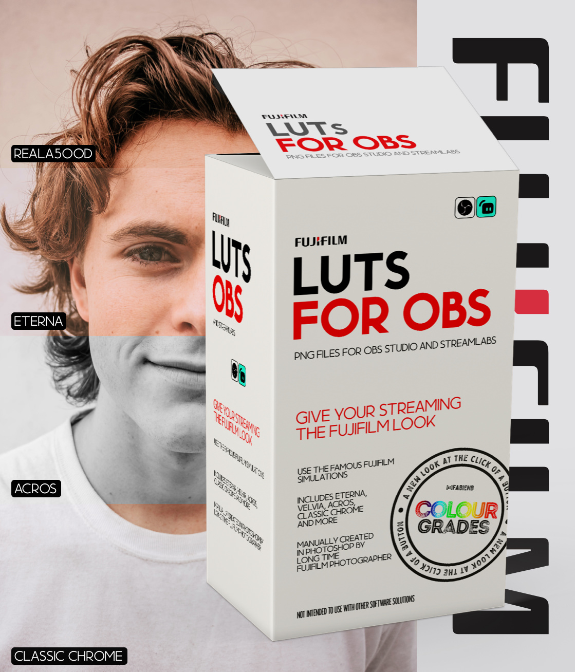 Fujifilm LUT filters pack for OBS and Streamlabs