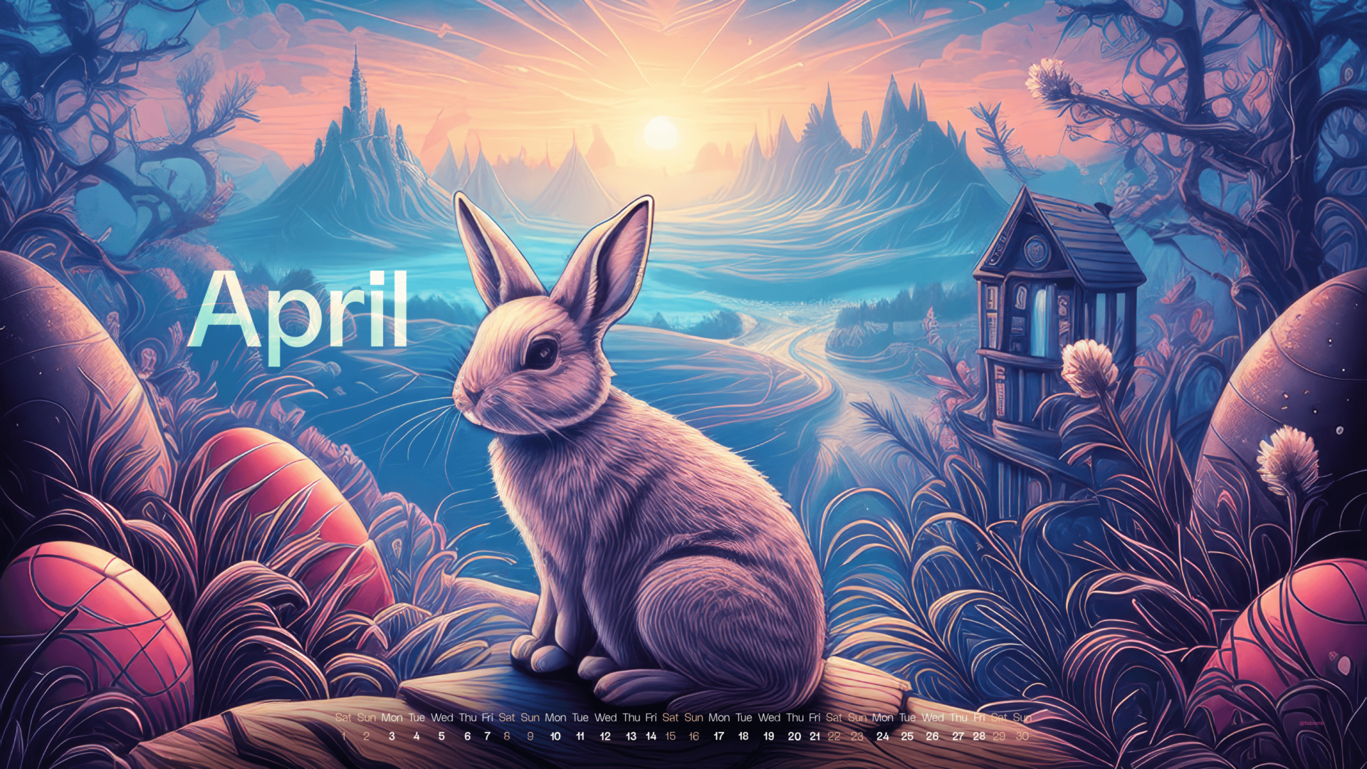 AI Desktop Calendar wallpapers April 2023 by @fabienb