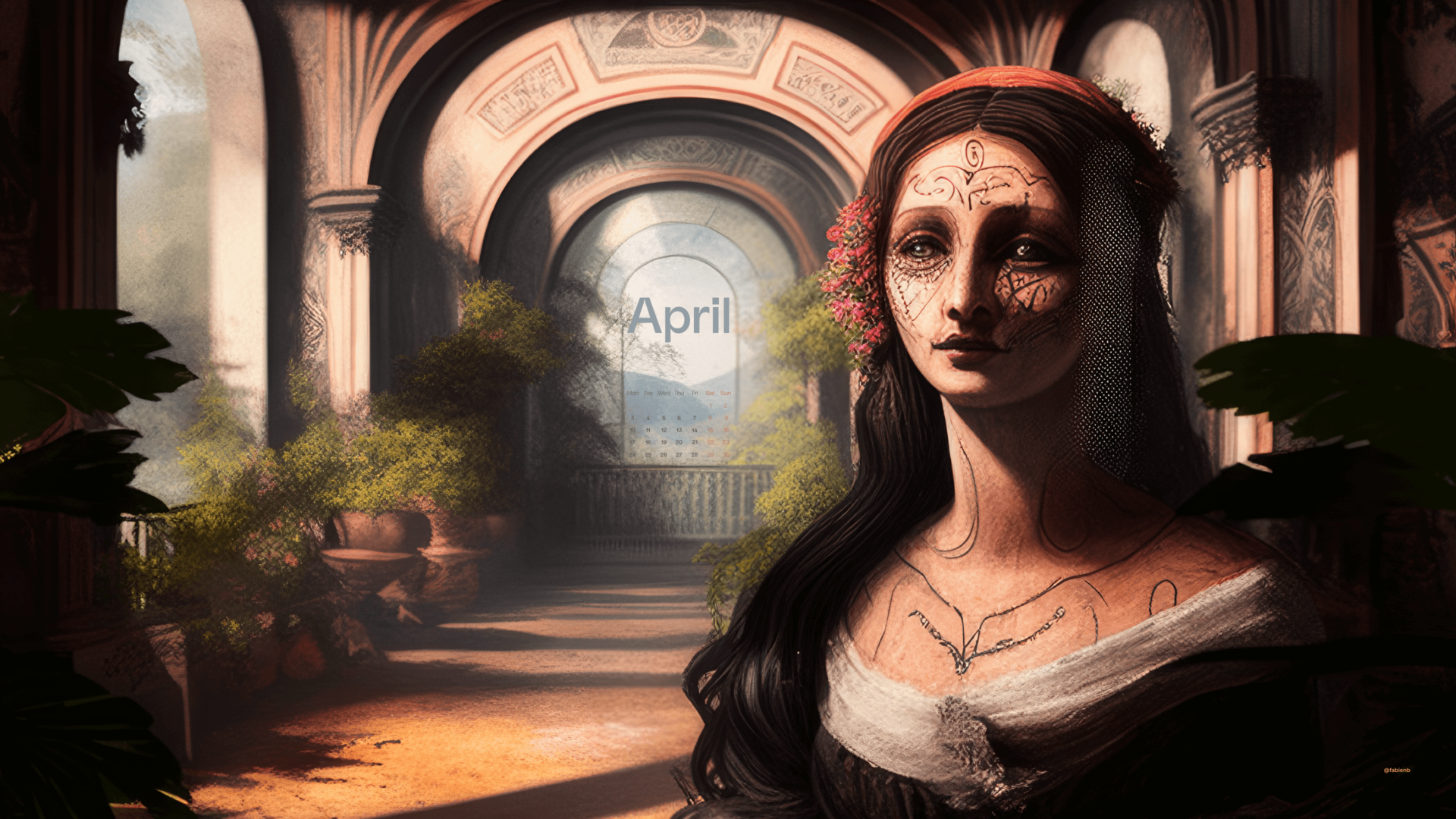 AI Desktop Calendar wallpapers April 2023 by @fabienb