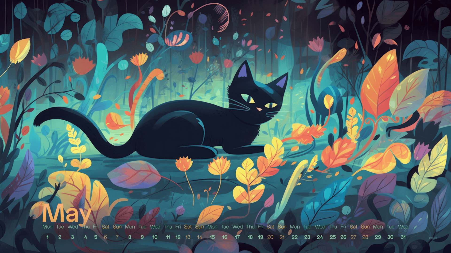 AI Desktop Calendar wallpapers May 2023 by @fabienb