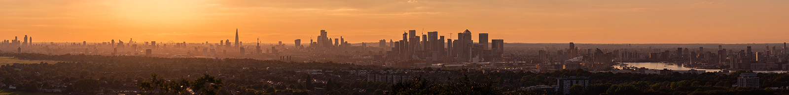 1 gigapixel photo, panorama, London sunset, skyline Blackheath to Stratford