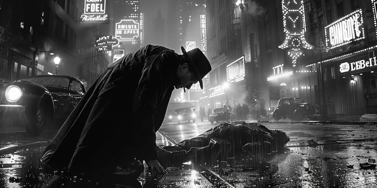 A detective in trench coat (Gemini) consistent great photos with AI