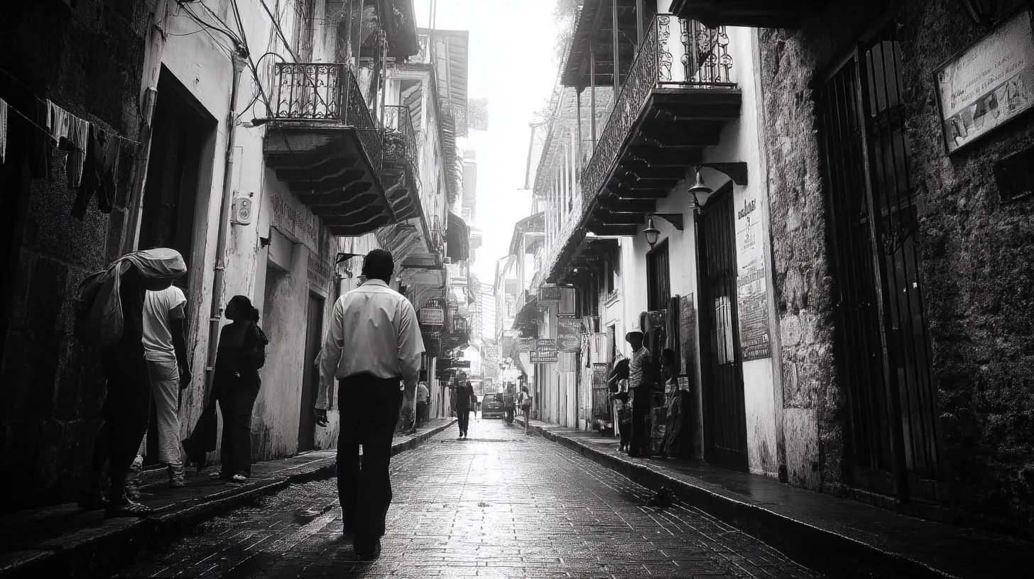 An alleyway in Panama generated with Midjourney v7 by @fabienb.ai